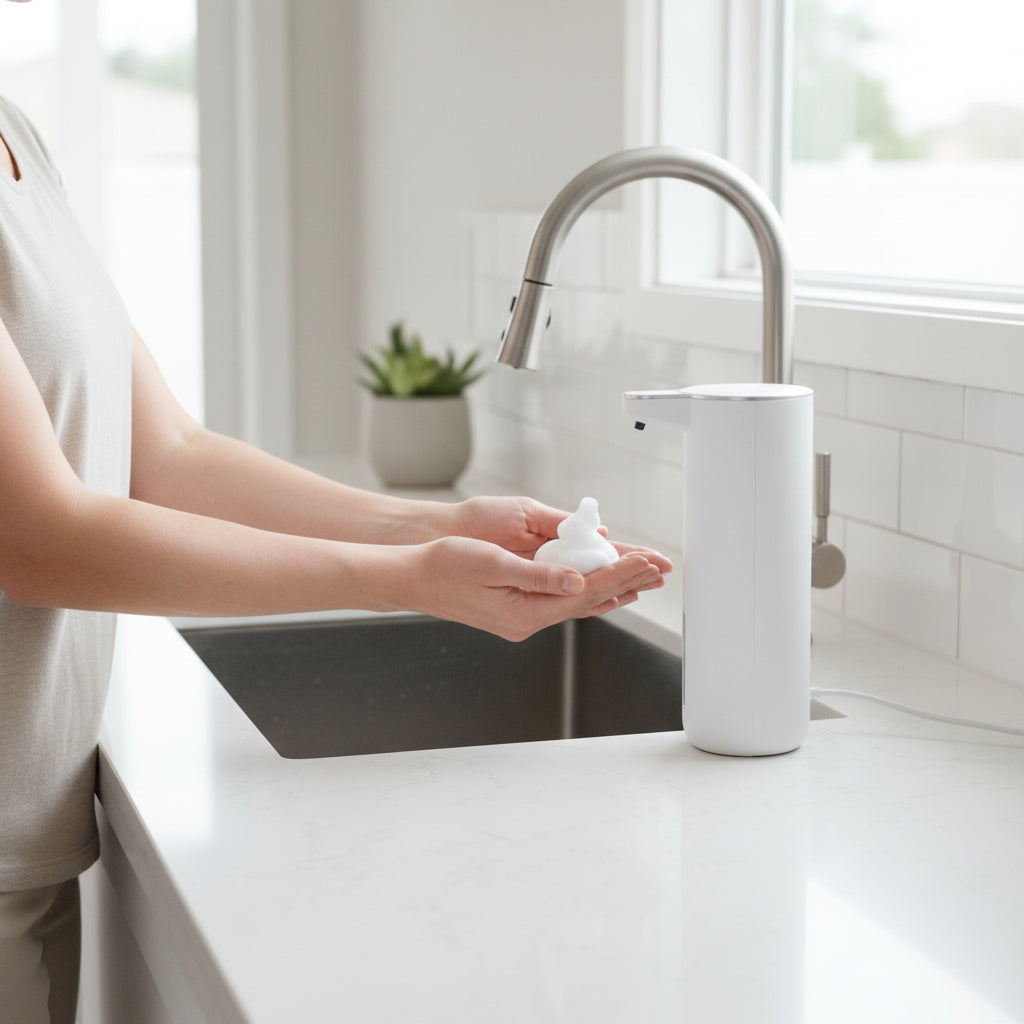 Distributeur de savon automatique blanc
