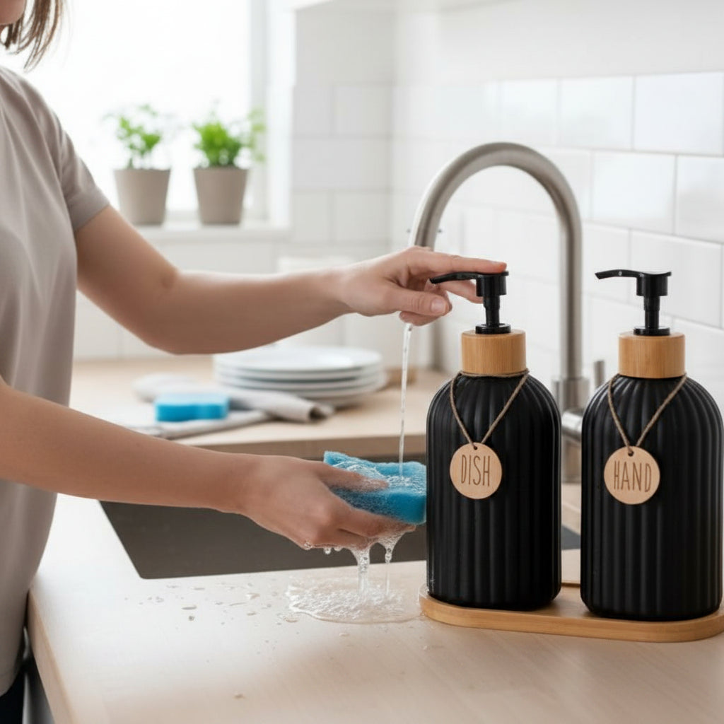 Distributeur liquide vaisselle dans la cuisine