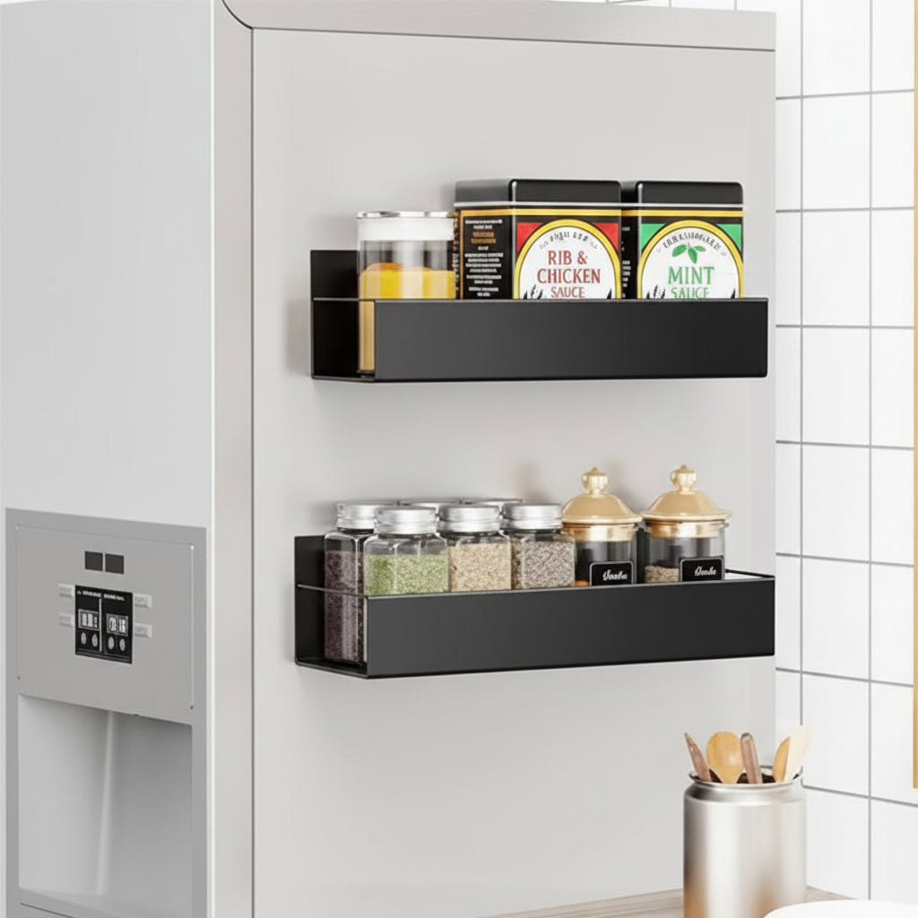 Étagères à épices sur frigo