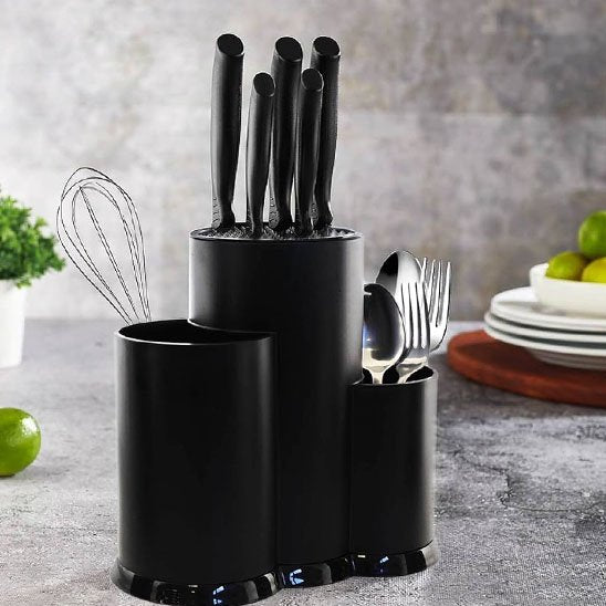 Porte couteaux noir avec compartiments