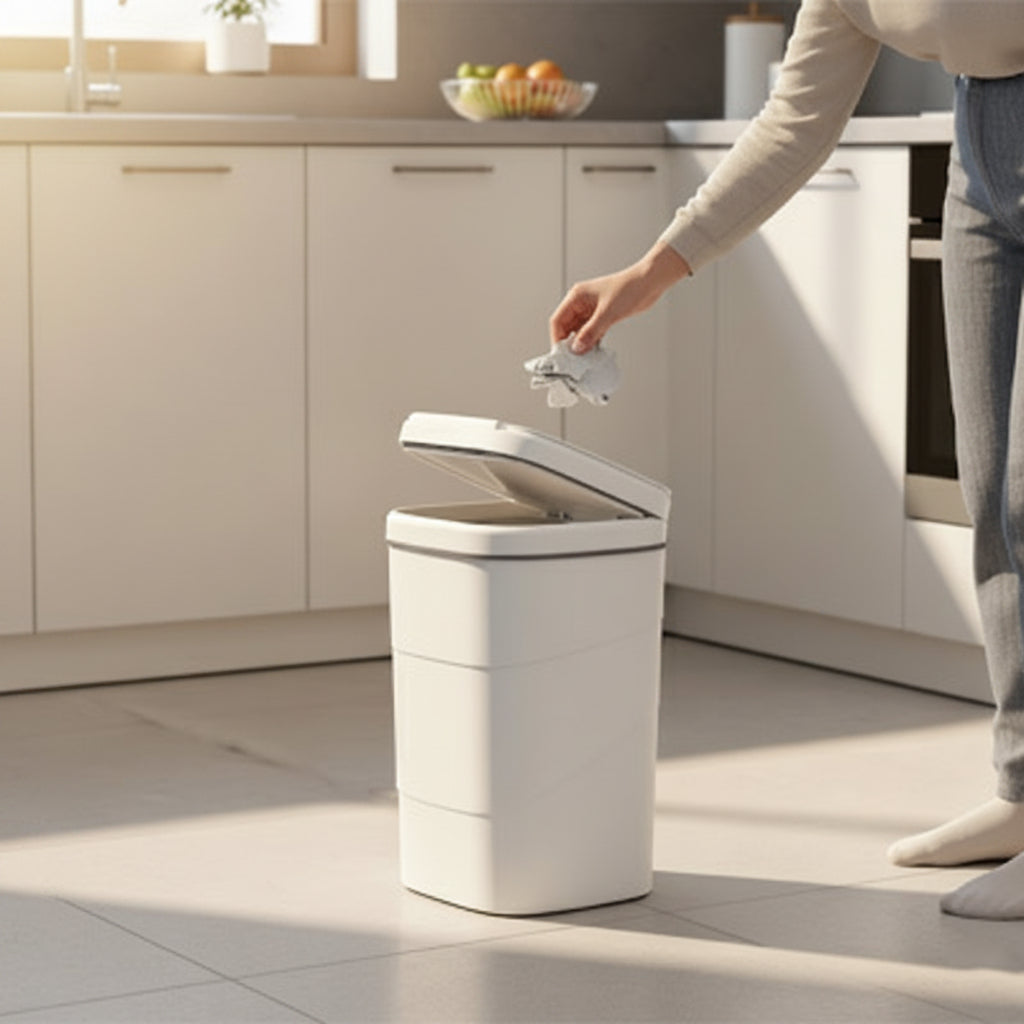 Poubelle de cuisine blanche