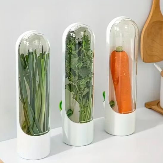 boite de conservation alimentaire avec persil ciboulette et carotte