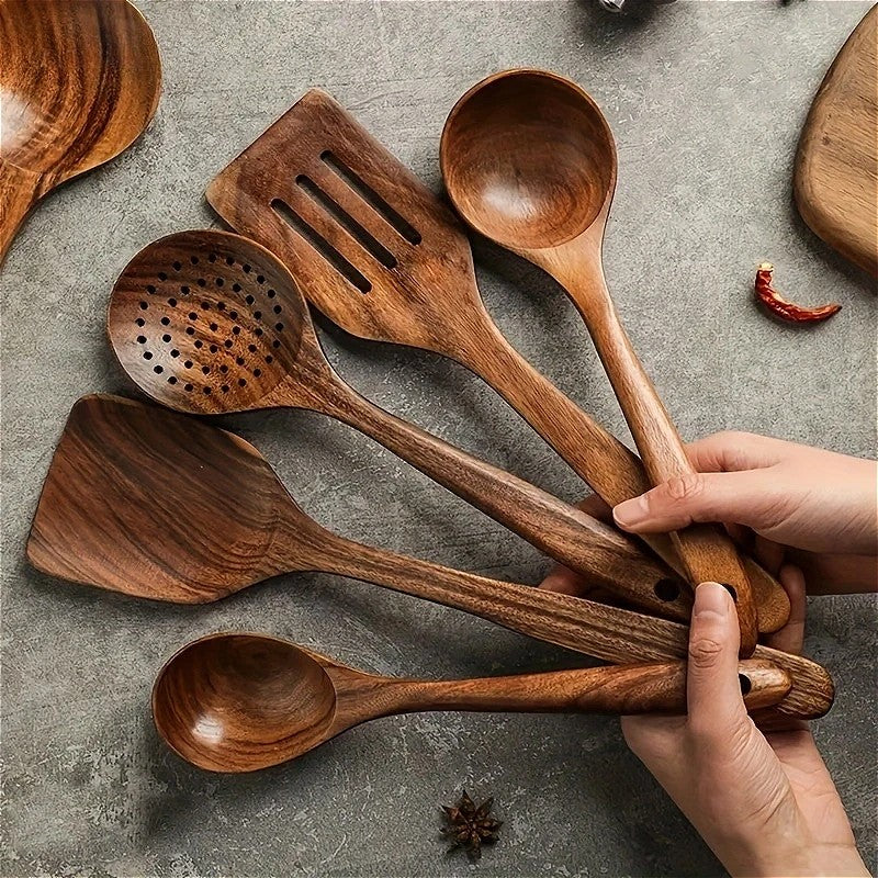 Ensemble de 5 ustensiles de cuisine en bois | Ma cuisine organisée