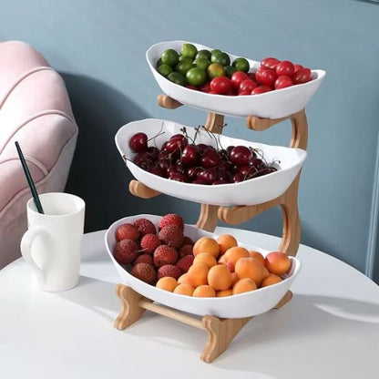 corbeille à fruits trois étages blancs