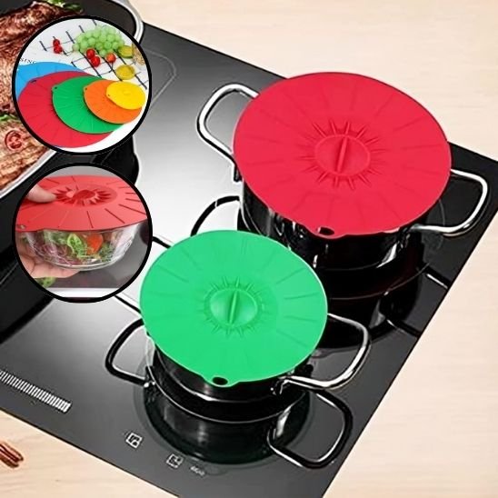 couvercle en silicone avec plusieurs couleurs sur chaudrons