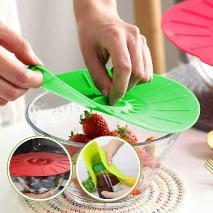 couvercle en silicone sur plat de fraises