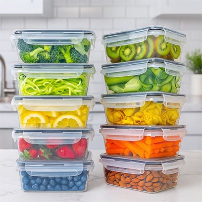 Dix Boites alimentaires remplies