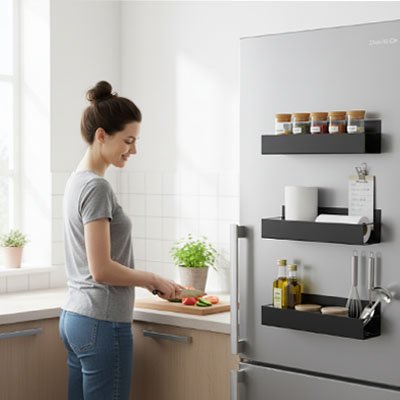 Étagère à épices sur frigo