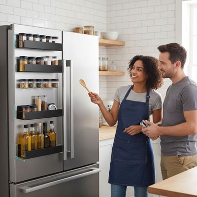Étagère à épices magnétique sur frigo