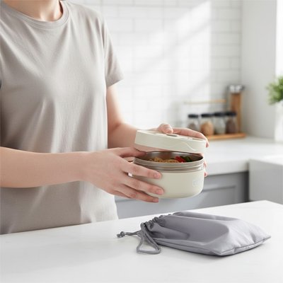 Lunch box isotherme remplie d'un repas