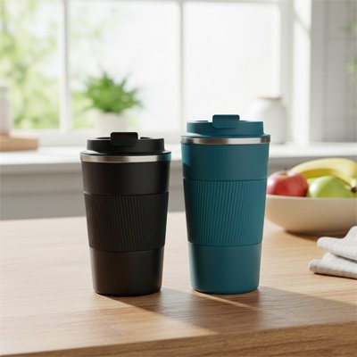Mug isotherme noir et bleu