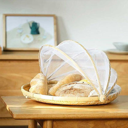 Panier de rangement avec couvert en filet