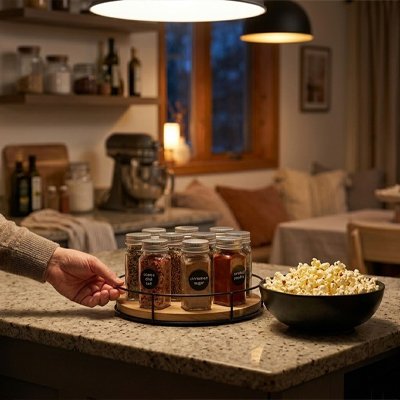 Plateau tournant​ sur le comptoir de la cuisine