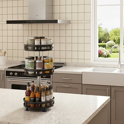 Plateau tournant trois étages sur comptoir