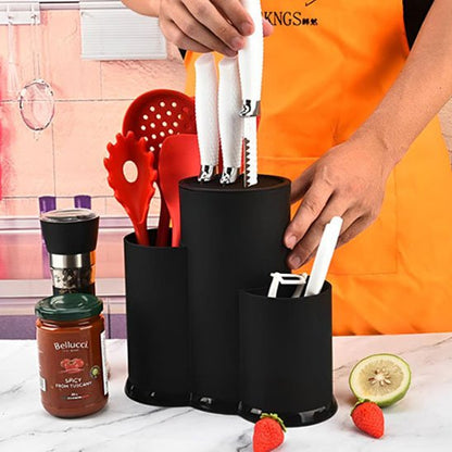 Porte couteaux noir avec deux autres compartiments