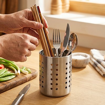 Pot ustensiles Cuisine avec des baguettes