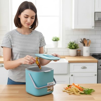 Poubelle cuisine bleu
