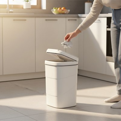 Poubelle de cuisine blanche