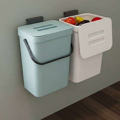 Poubelles murales​ bleu et blanche
