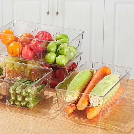 Rangement frigo avec compartiments pour fruits et légumes