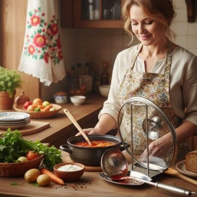 Repose cuillère avec louche et couvercle sales